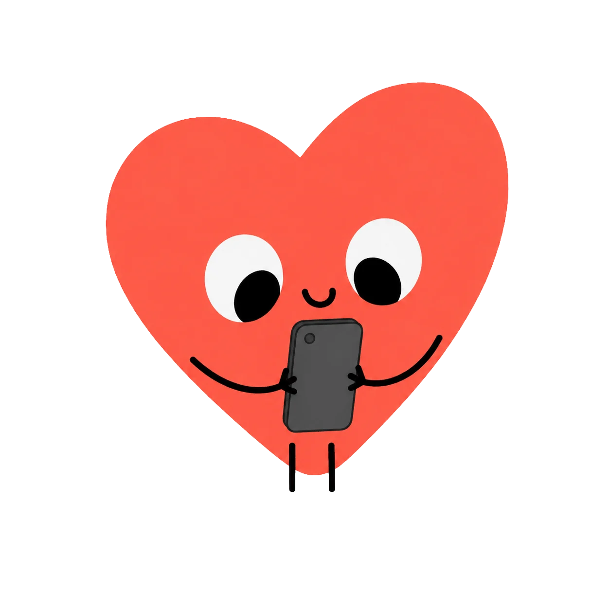 Mascotte Easy Heart Check che avvicina lo smartphone al torace per registrare il battito